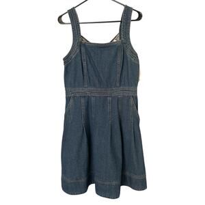 Joie Denim Mini Dress Women's Size 8 Medium Wash A-Line Sleeveless Pockets NEW